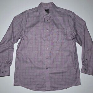 JoS. A. Bank Mens Purple Checkered Long Sleeve Button Up Shirt Size Medium
